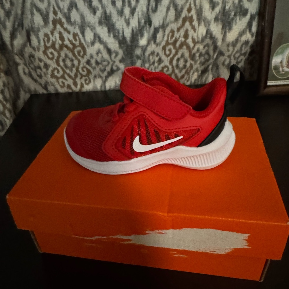 Nike Red and White Sneakers Classic Swoosh Design